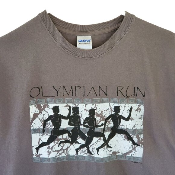 Olympian Run Gildan Ultra Cotton T-Shirt Medium Brown 100% Cotton - Picture 5 of 7